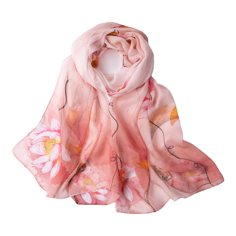 Shanghai Gushi Silk Scarf for Women, 100% Mulberry Silk, Spring And Summer Birthday Gift for Mom, Mid-Autumn Festival Present, Shawl Wrap Gift Box