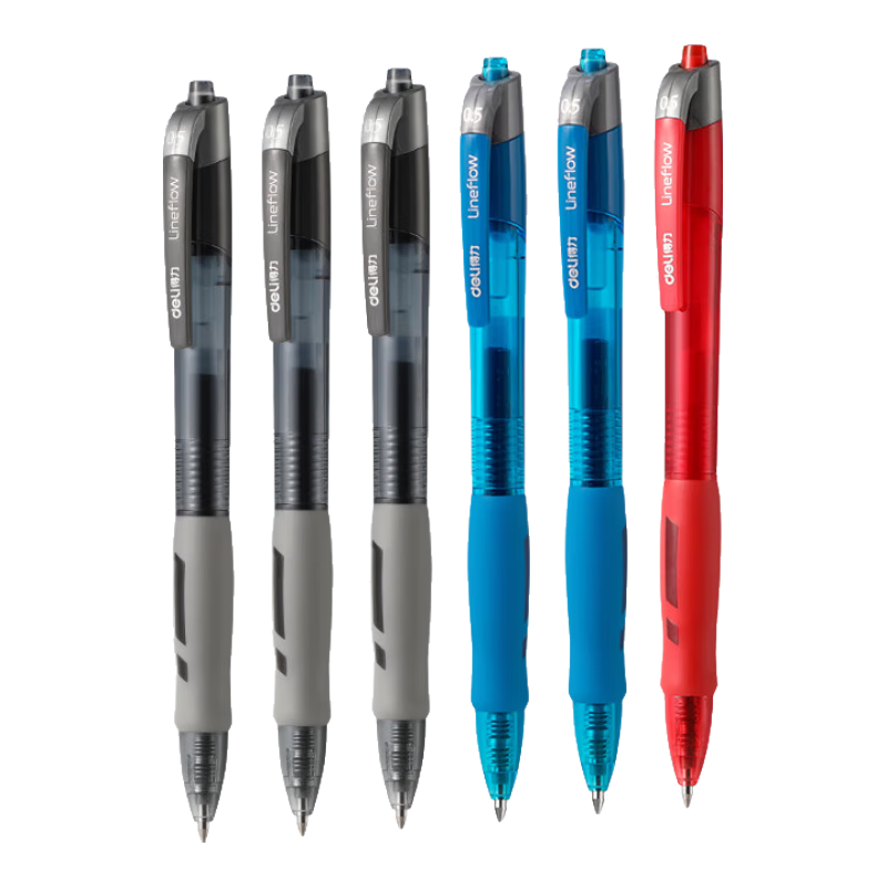 Deli Smooth Gel Ink Pen 0.5mm Retractable Ballpoint Pen Office Supplies Mixed Colors 7 Black 2 Blue 1 Red 10pcs/Box S08-HS Exam Use