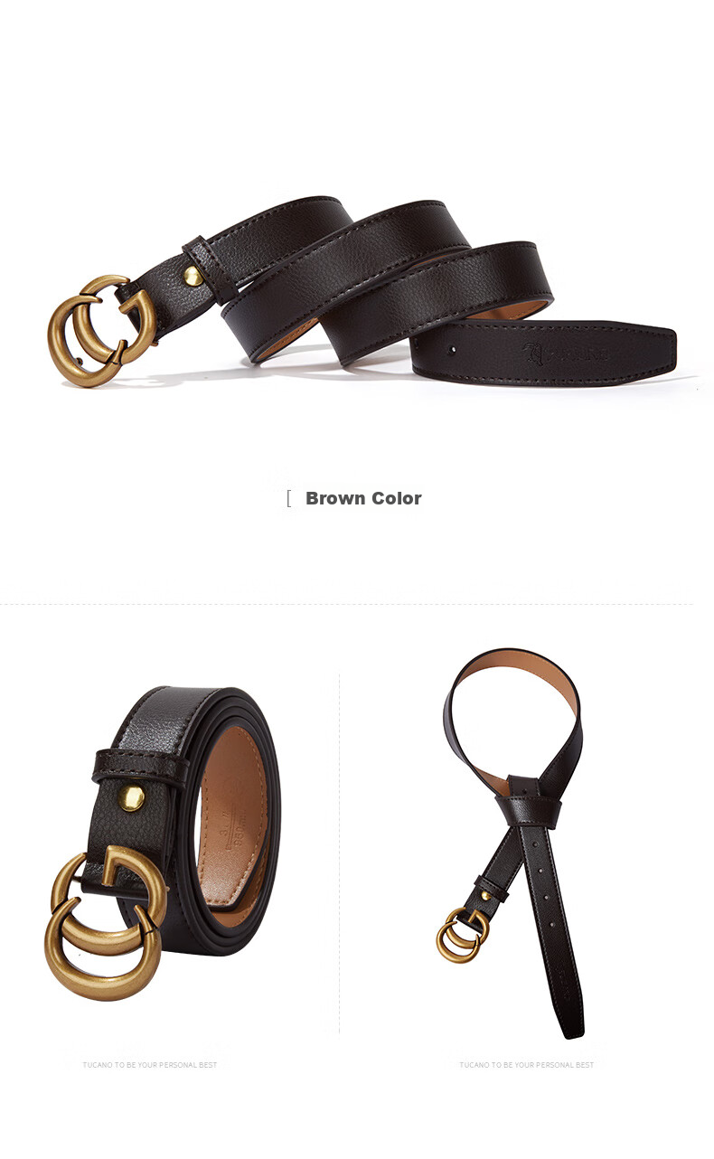 TUCANO Women's Leather Belt, Versatile Korean Style Student Retro Alloy Smooth Buckle Waistband, Birthday And 520 Gift 18