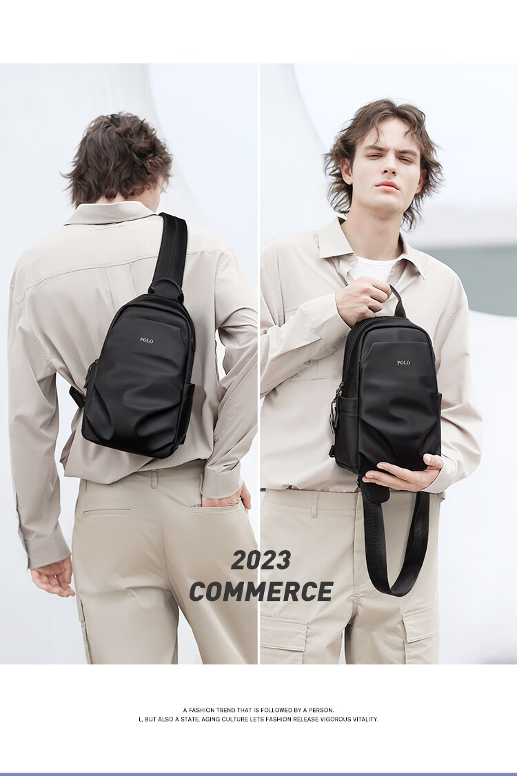 POLO Chest Bag, Men's Casual Shoulder Bag, Durable Waist Pack, Sports Crossbody Bag, Men's IPad Bag, Commuter Small Satchel 5