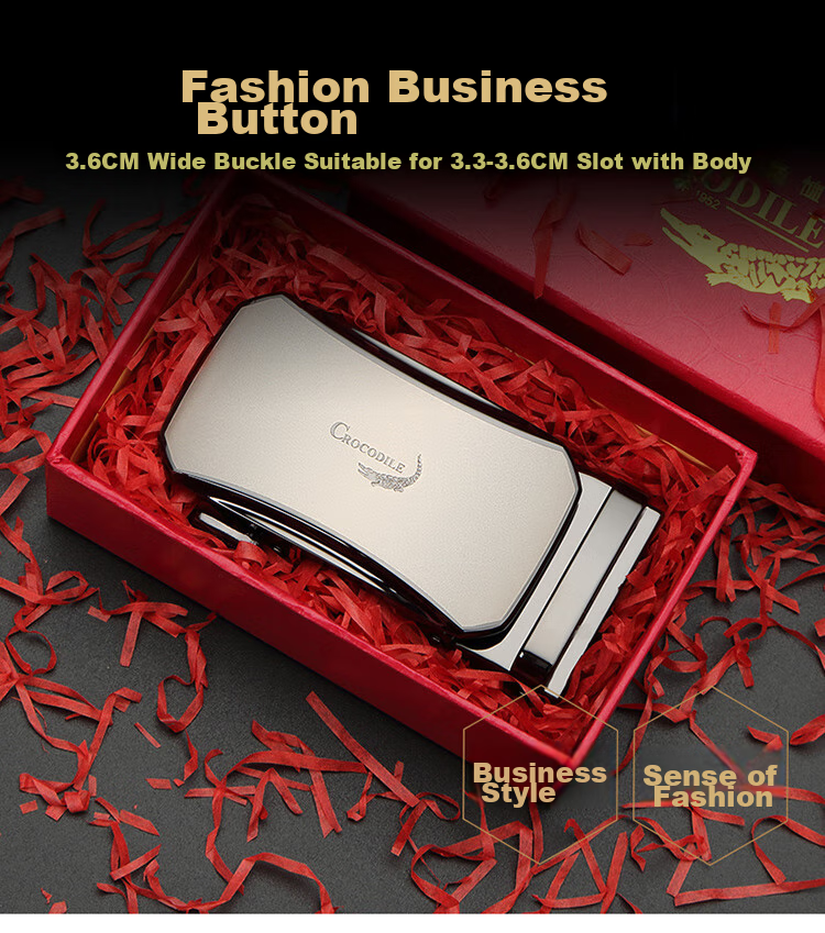 CROCODILE Valentine's Day Gift for Men, Single Automatic Buckle, No Strap, Alloy Leather Belt Buckle with Card Slot, Wearable K 1