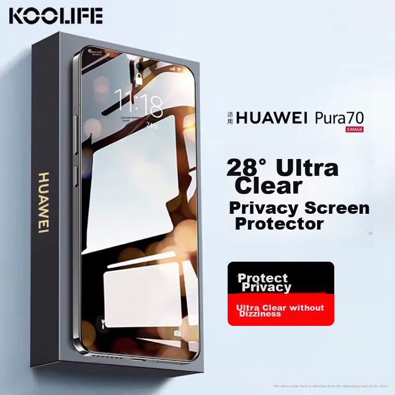 Kulefeng [Kunlun 28° Privacy Screen Protector] for Huawei Pura90pro Tempered Glass Film, Anti-Peeping P80/70 Phone Film, Privacy Protection Sticker, Full-Screen Coverage, High Definitio