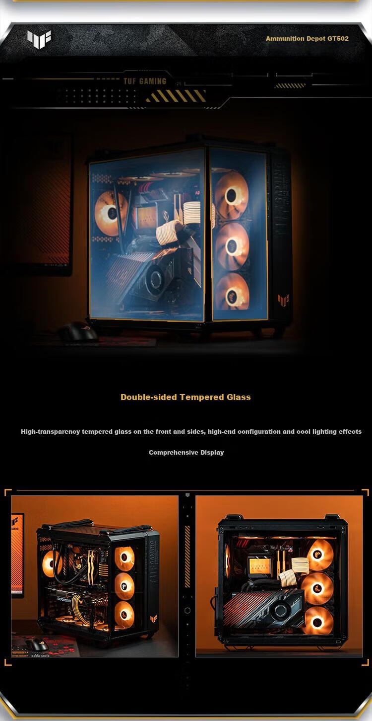 ASUS TUF GAMING GT502 Ammunition Storage Case, Dual-Chamber Design, Tool-Free Disassembly, Black Seaside View, Innovative Cooling, GPU Bracket 3