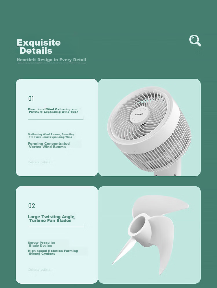 AUCMA Air Circulation Fan, Home Electric Fan, DC Inverter Floor Fan, Adjustable Height with Remote Control, Quiet Low-Noise Electric Fan, 8-Degree Oscillation Circulation Convection A205(Y) 10
