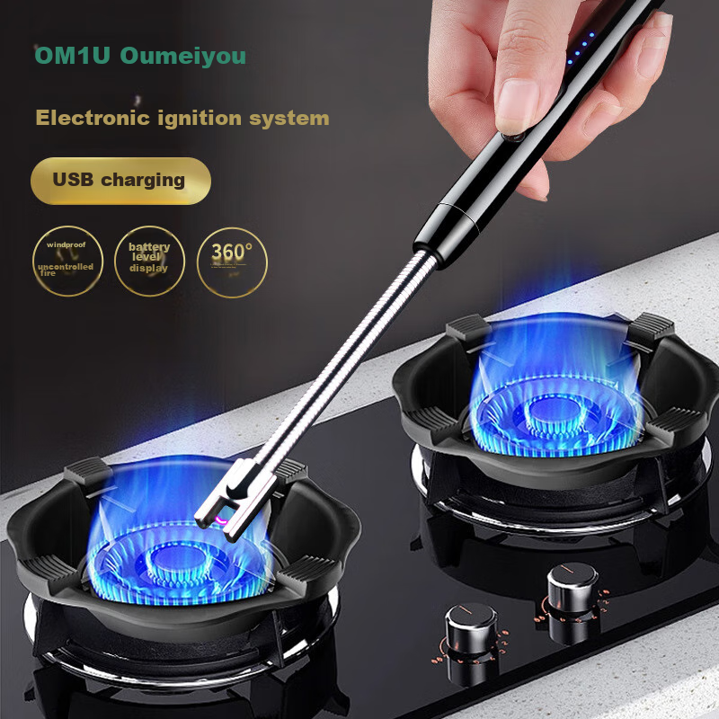 AOmeiyou Igniter, Pulse Ignition Device, Gas Stove Lighter, Coal Gas Stove Ignition Stick, Long-Handled Camping Picnic Rechargeable Model