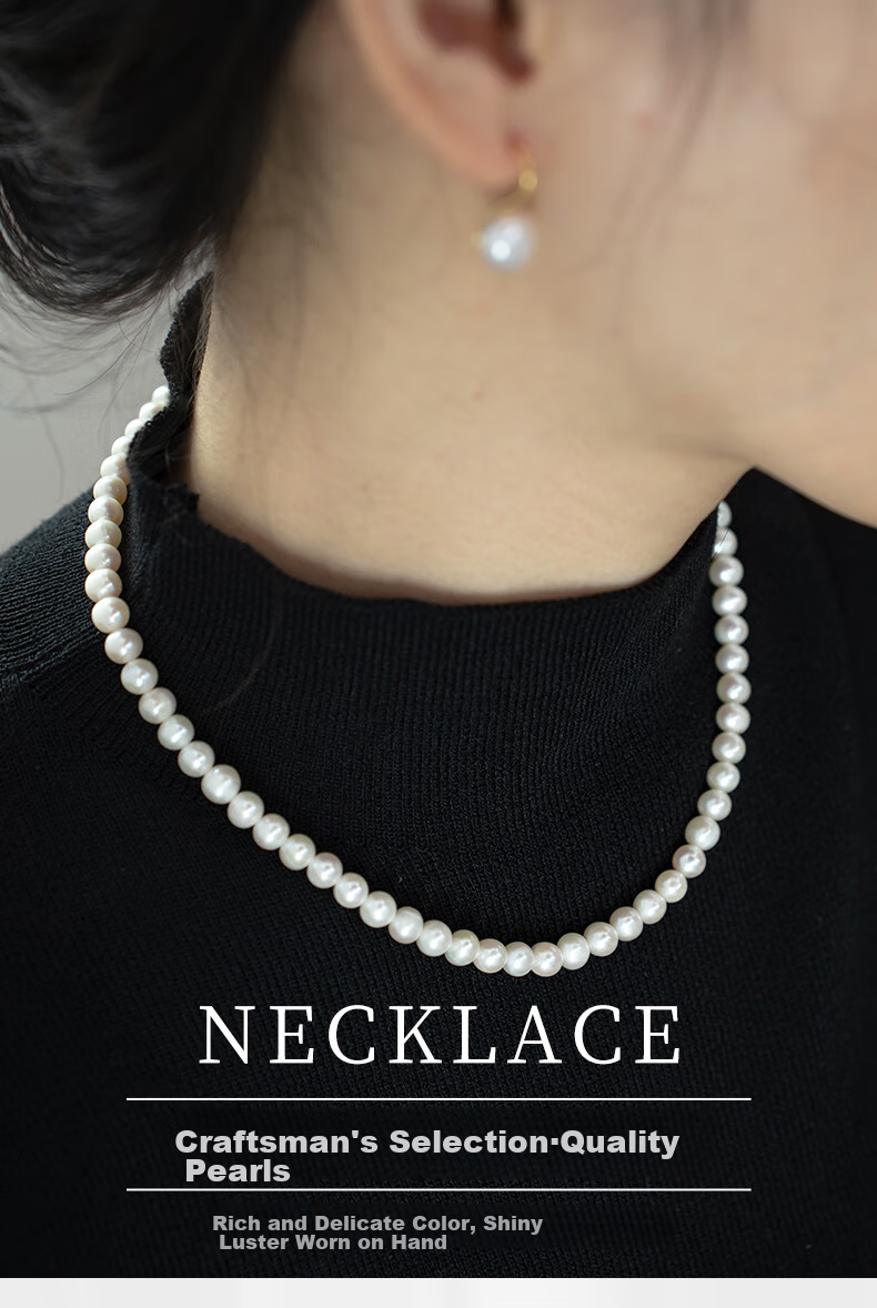 Hrfly White Pearl Necklace, Collarbone Chain, Baby Bead Jewelry Gift for Women, Girlfriend, Wife, Teacher's Day Birthday Gift Box 1