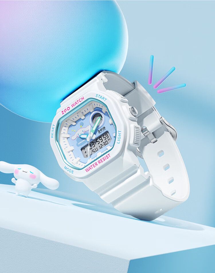 ZGO x Sanrio Student Watch for Girls, Electronic Sports Wristwatch for Middle and High School Students, High-Value Design, 810 Pudding Dog 15