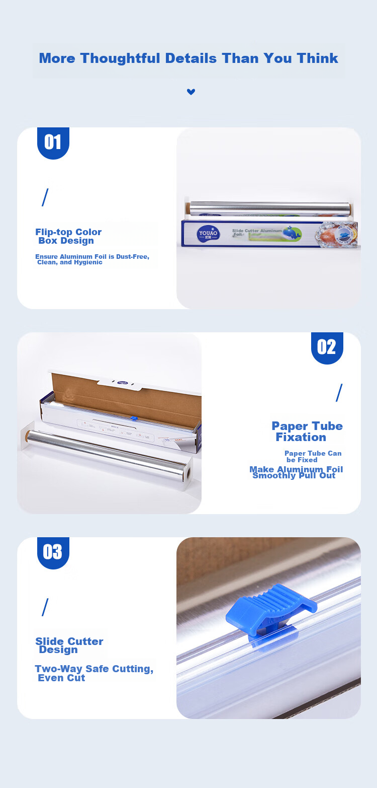 YOUAO Thickened And Widened Aluminum Foil, 45cm*30m*15mic, Sliding Knife Style, Air Fryer Paper, Barbecue Baking, High Temperature Resistant 16