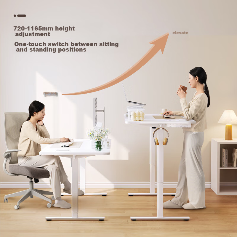 Loctek Electric Height Adjustable Gaming Desk, White, 1.2m