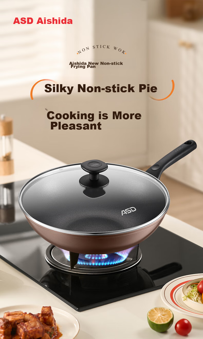 ASD Non-Stick Wok with Coating, Stir-Fry Pan, Frying Pan for Home Use, 28cm, Gas Stove Specific, Champagne Gold, JL28G2WG-K 2