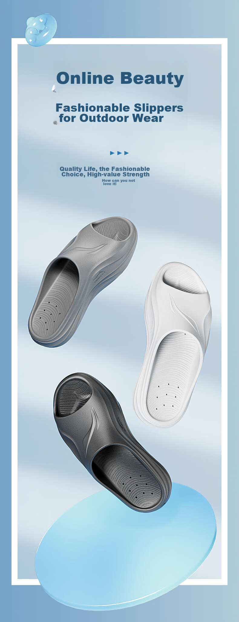 Li-Ning Sports Slippers for Men And Women, All-Season Couple's Slide Sandals, Home Bath Beach Non-Slip Odor-Resistant Outdoor Slippers 6