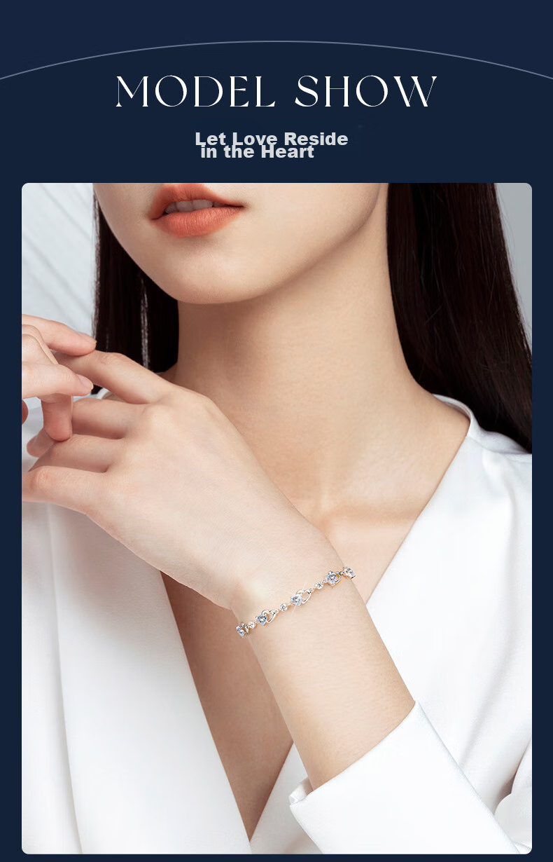 GLTEN Swarovski Zirconia Ocean Heart Silver Bracelet for Women, New Jewelry Design, Birthday Gift, Anniversary Present for Girlfriend Or Wife 10