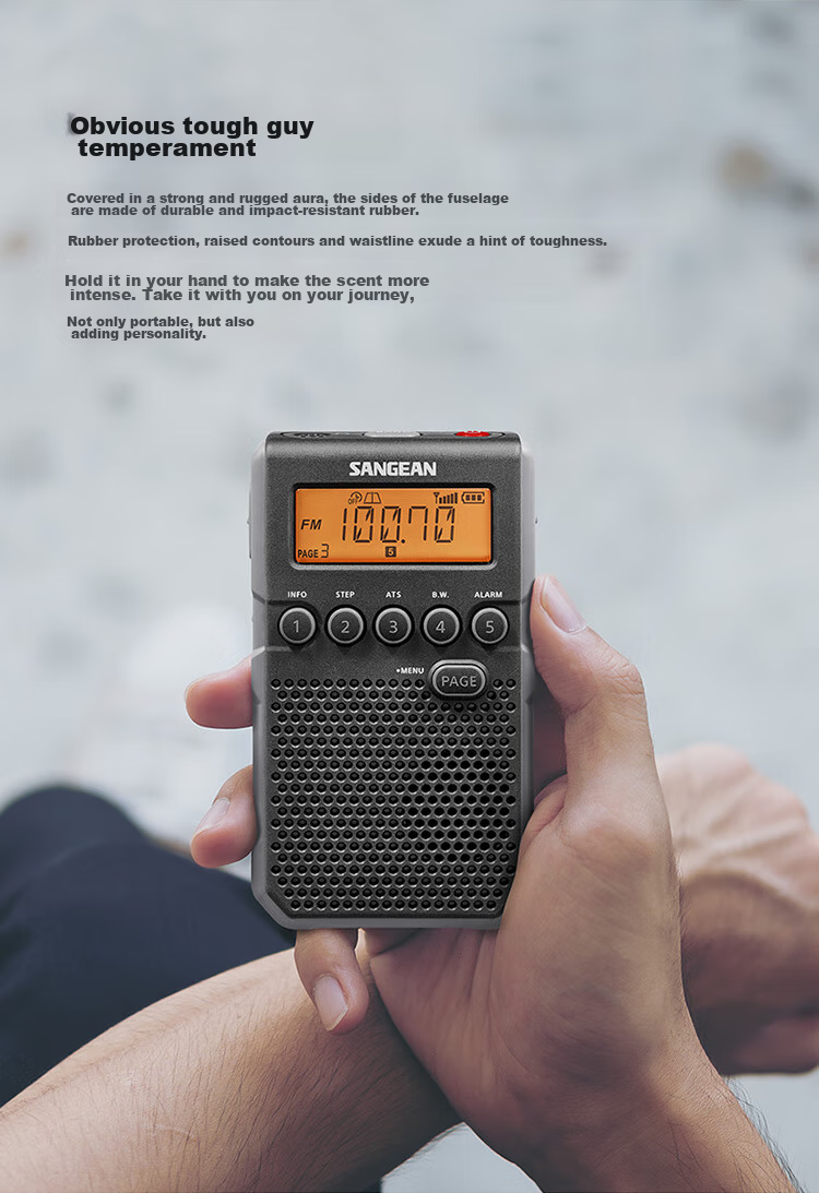 SANGEAN DT-800C, Digital Tuning Mini Alarm Clock Radio, Portable, for Elderly, Semiconductor, Students, Campus Broadcasting, FM English CET-4/6 4