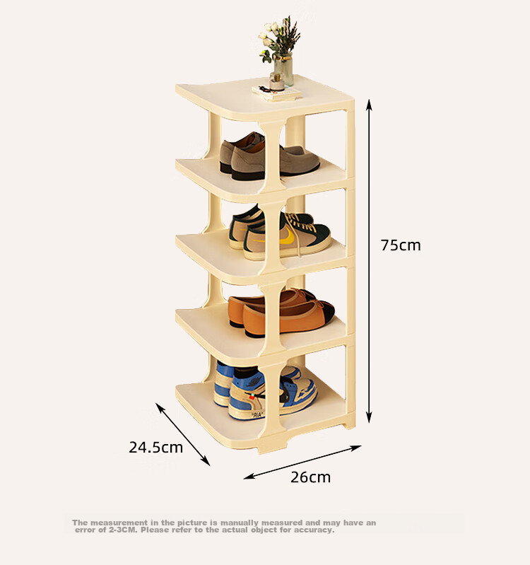 Anerya Simple Shoe Rack, Multi-Tier Storage for Entryway, Dormitory And Home Use, Space-Saving Vertical Organizer with Dividers, Shoe Cabinet, Warm White, 5 Tiers 14