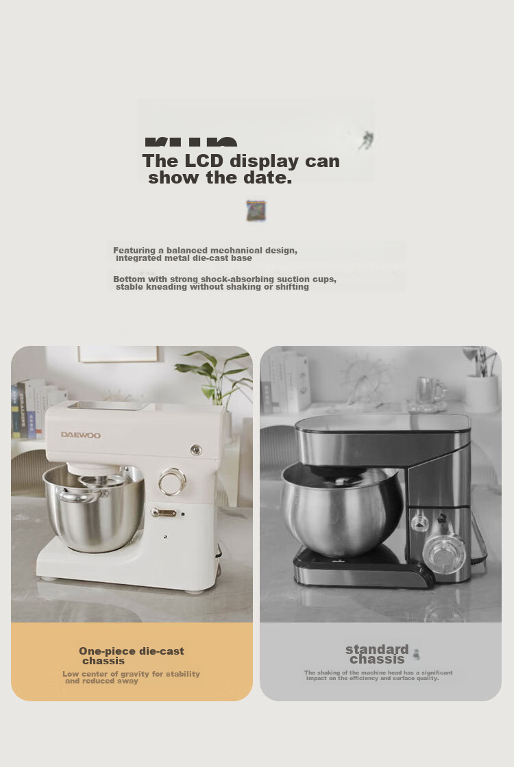 DAEWOO DY-CSJ05B White Household Small Fully Automatic Dough Mixer and Kneading Machine Chef Mixer Cooker 14