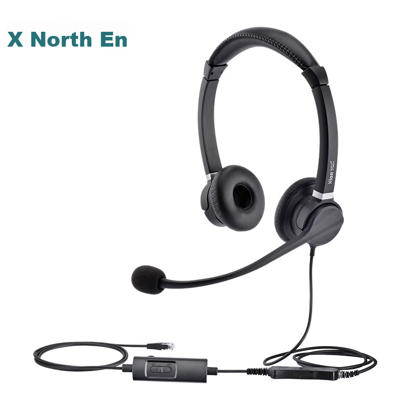 HION FOR900D Over-Ear Binaural Headset for Customer Service Centers, Online Education Training, Noise-Cancelling Call Center Headphones - Crystal Head + Volume Control + Mute (B4.1)