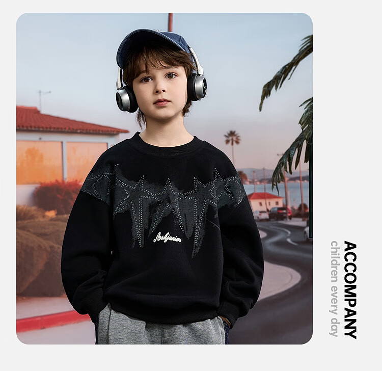 ASK JUNIOR Children's Clothing, Boys' Sweatshirt, Round Neck Long Sleeve, Autumn Pullover, Casual Versatile Top, Green, Size 170 3