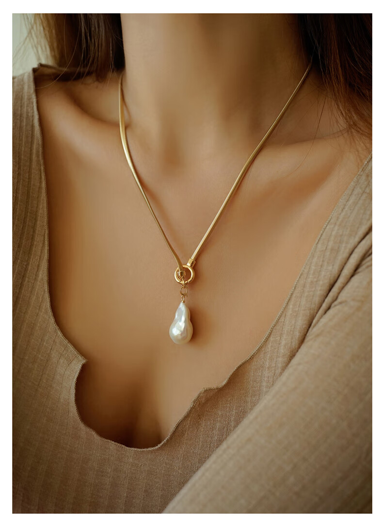 Amber Lollipop Baroque Pearl Necklace, Women's Niche Pendant, Birthday And Mother's Day Gift for Mom Or Wife, Practical Present 2