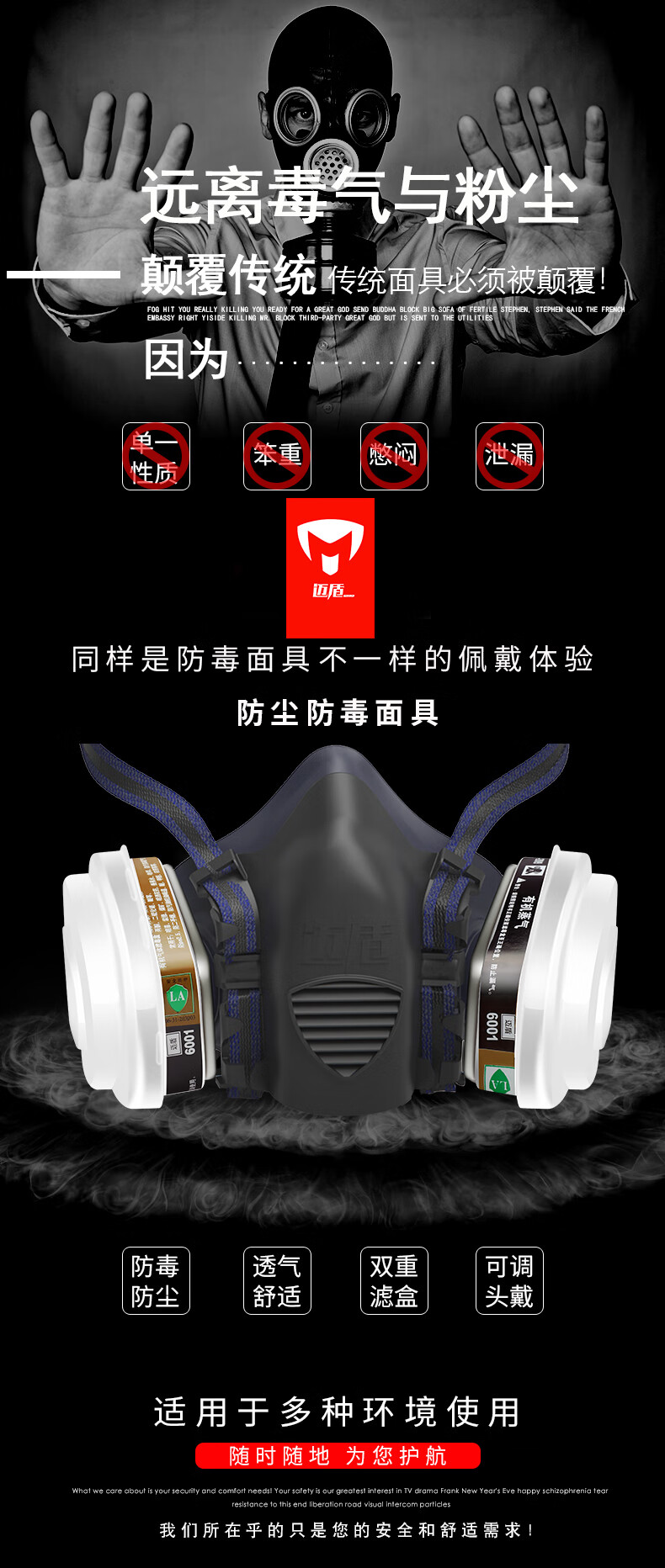 MAIDUN Gas Mask, Fire Escape Respirator, Anti-Toxic Carbon Filter Mask for Formaldehyde And Paint Spray, Welding Mask M8 Set 1