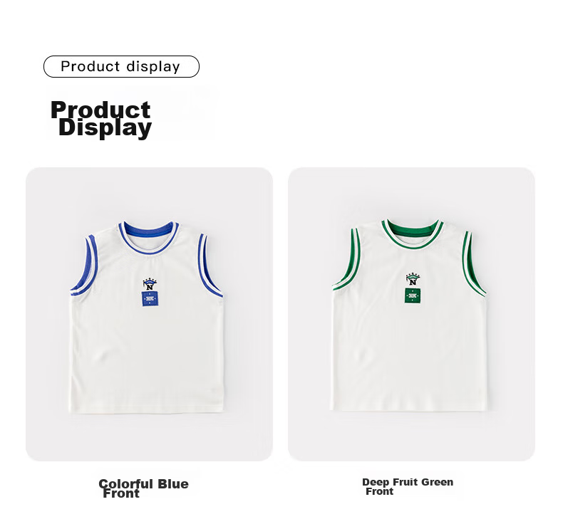NUBIWU Children's Pure Cotton Tank Top, Summer Casual Stylish Sleeveless T-Shirt, Boys' Lightweight Breathable Embroidered Printed Wide-Shoulder Vest 14