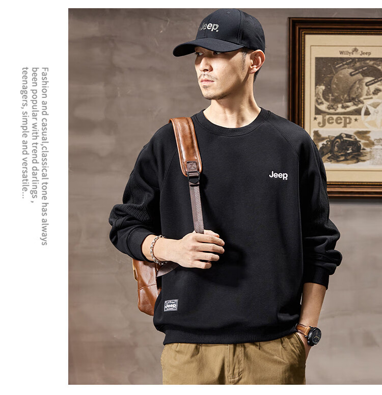 JEEP 2026 Spring And Autumn Loose Comfortable Men's Sweatshirt, Casual Sports Top, Round Neck Long-Sleeve Pullover Sweatshirt for Me 22