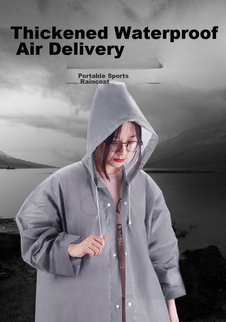 BWNK Disposable Raincoat, Adult Portable Long Cycling Poncho, Unisex Long Hooded Raincoat, Gray, One Size Fits All 1
