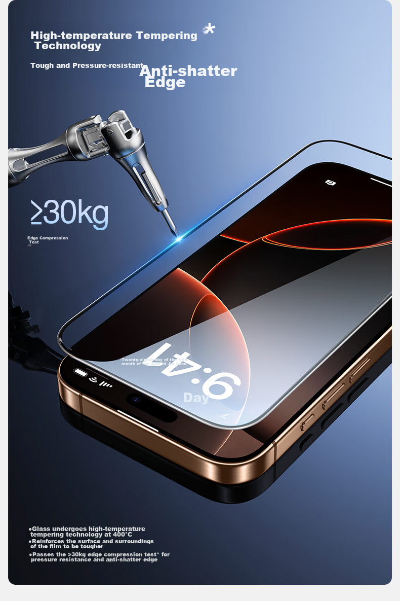 Shanmo Tempered Glass Screen Protector for IPhone 16 Pro Max, Apple 16 Pro Max Phone Film, 3D Full Screen Large View Ultra-Smooth Diamond Anti-Drop Anti-Shatter HD Anti-Fingerprint 9