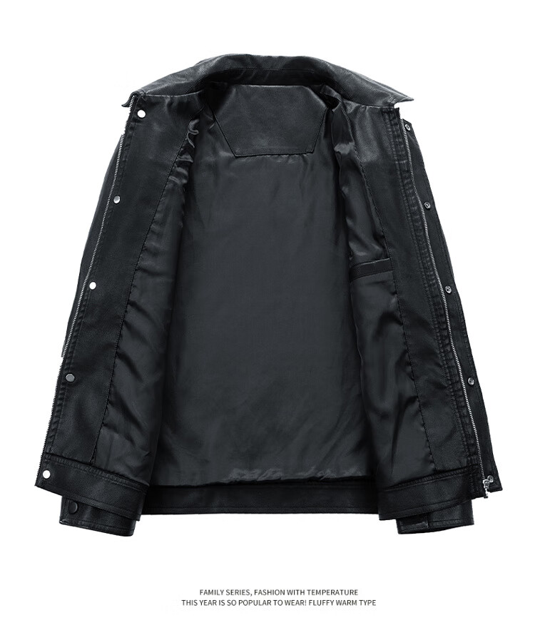 MiiOW Men's Jacket, Spring And Autumn Business Casual Outerwear, PU Leather Coat, Fashionable Trendy Jacket, Black, 3XL 11