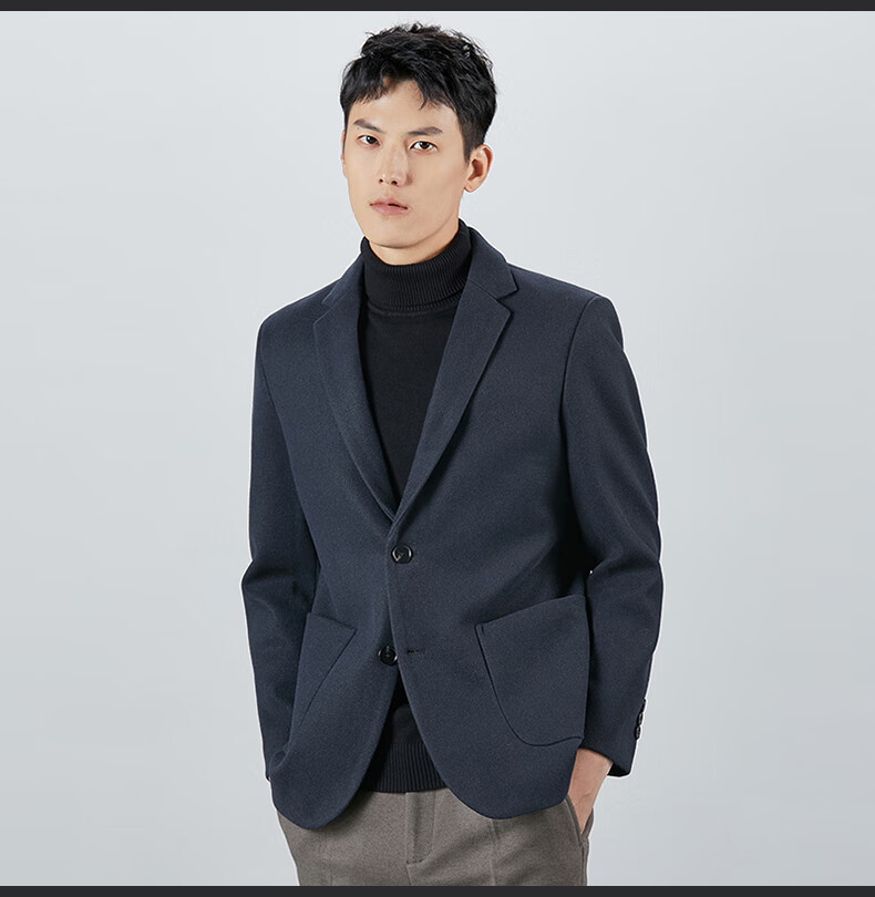 ROMON Wool Suit Jacket for Men, Autumn And Winter Business Casual Thick Coat, Men's Outerwear, 85XF Black 3XL 12