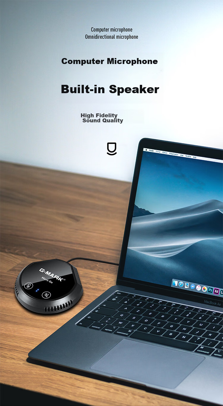 G-MARK USB Computer Laptop Speaker with Microphone for Recording, Bluetooth Gaming Desktop Omnidirectional Microphone Network Speaker All-In Small Steel Cannon High Volume 1