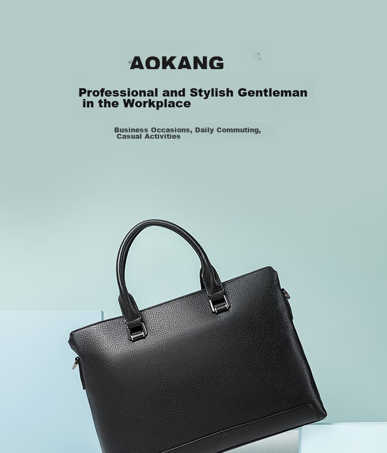 Aokang Men's Business Briefcase, Top-Grain Leather, Handheld Laptop Shoulder Crossbody Bag, Birthday Gift for Husband 1