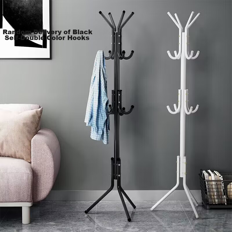 Anerya Iron Coat Rack, Floor-Standing Bedroom Clothes Hanger, Simple Indoor Drying Rack for Clothes, Black