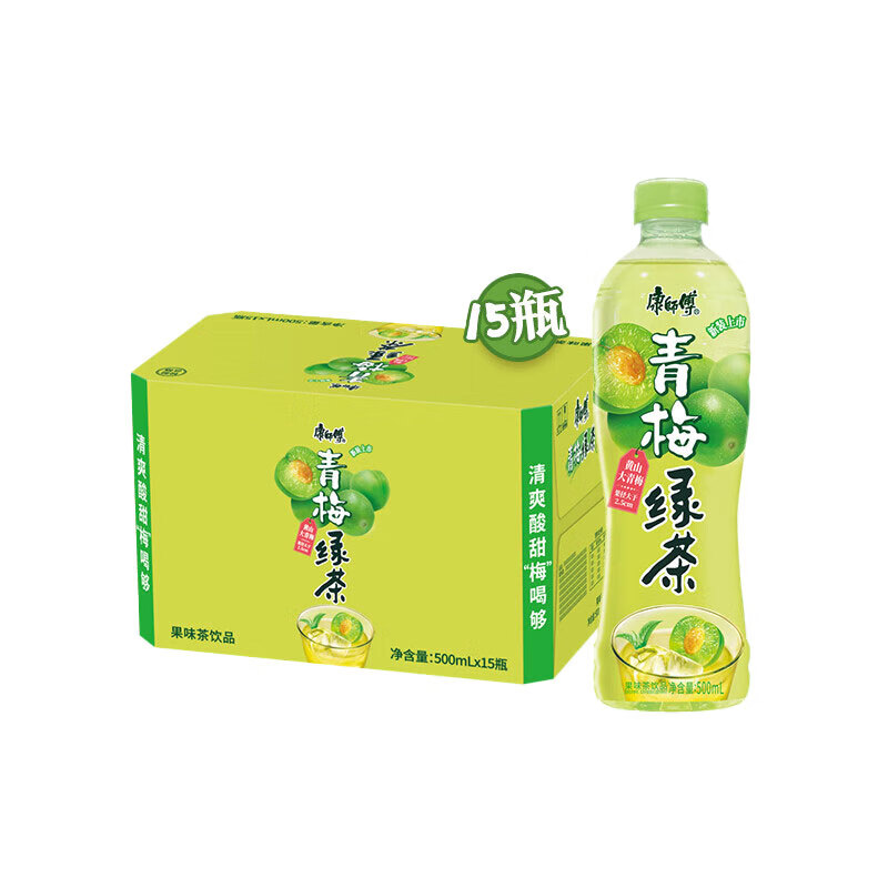 康师傅 青梅绿茶  果味茶饮品量贩 饮料整箱装 500ml*15瓶 热门商品