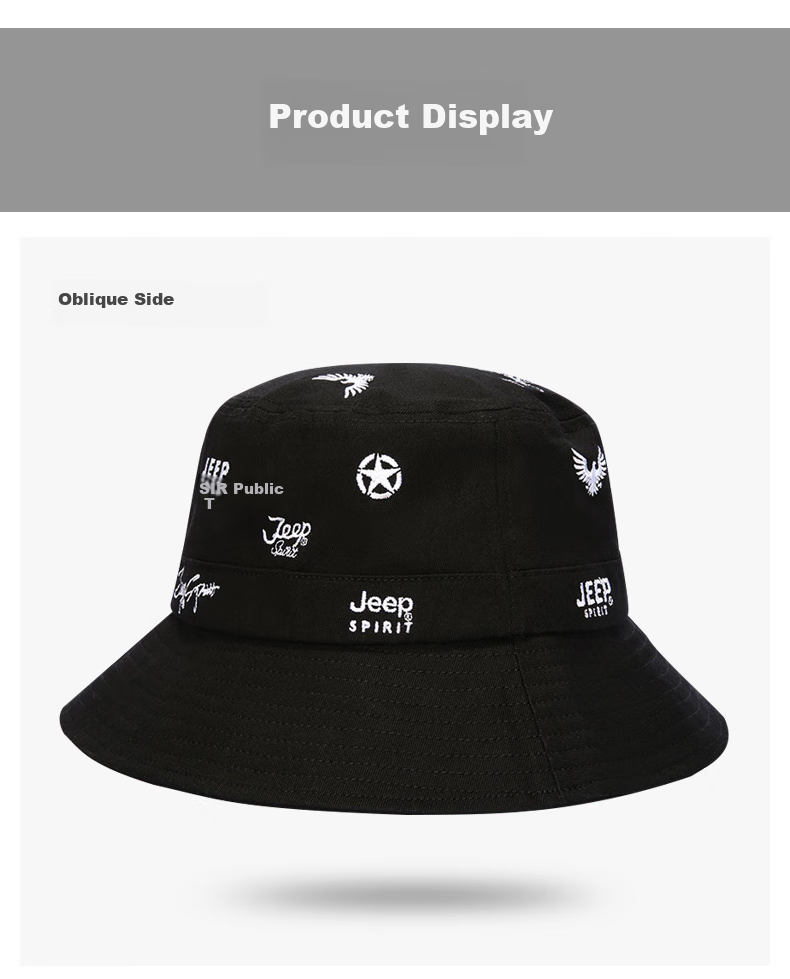 JEEP Men's Bucket Hat Fashion Casual Outdoor Sun Hat for Men and Women Four Seasons Couple Sunshade Fishing Hat A0282 Dark Blue 6
