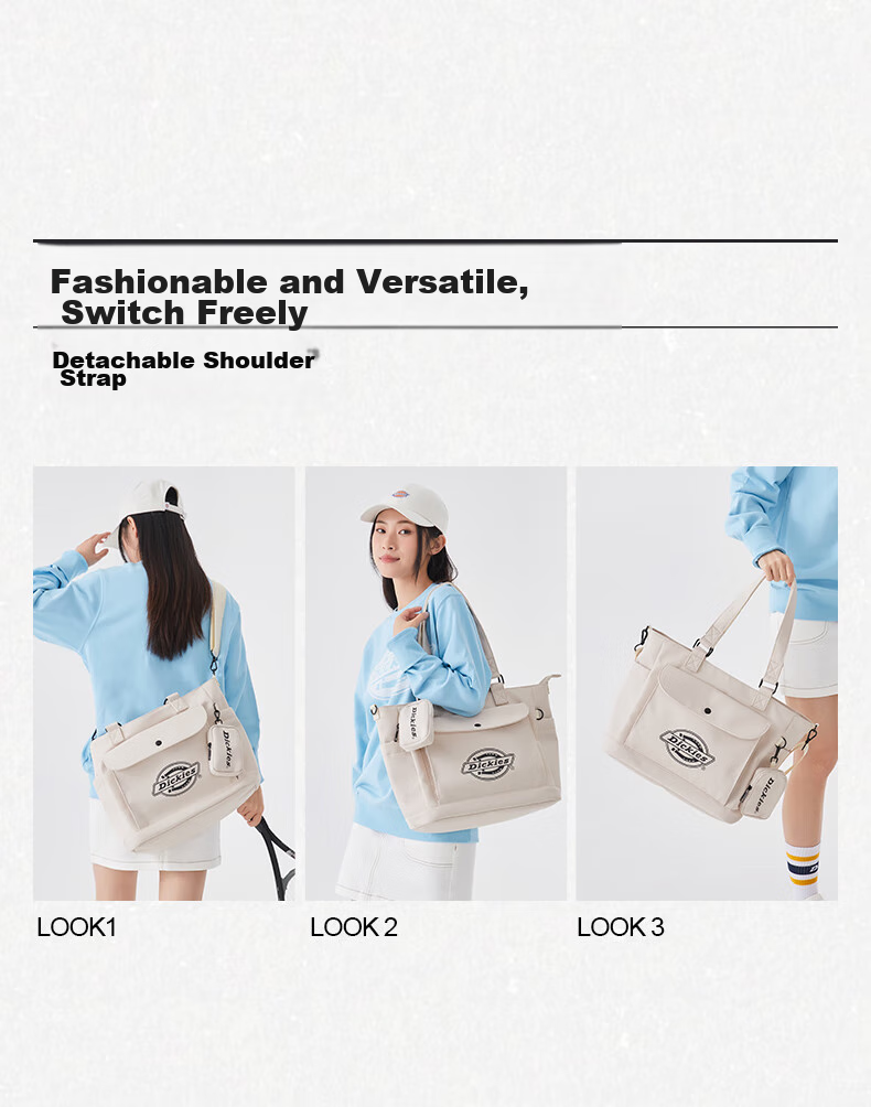 Dickies Shoulder Bag, Large Capacity Crossbody Bag for Women, Multi-Pocket DK Outdoor Travel Bag, Casual Fashionable Street-Style Versatile Canvas Bag 11