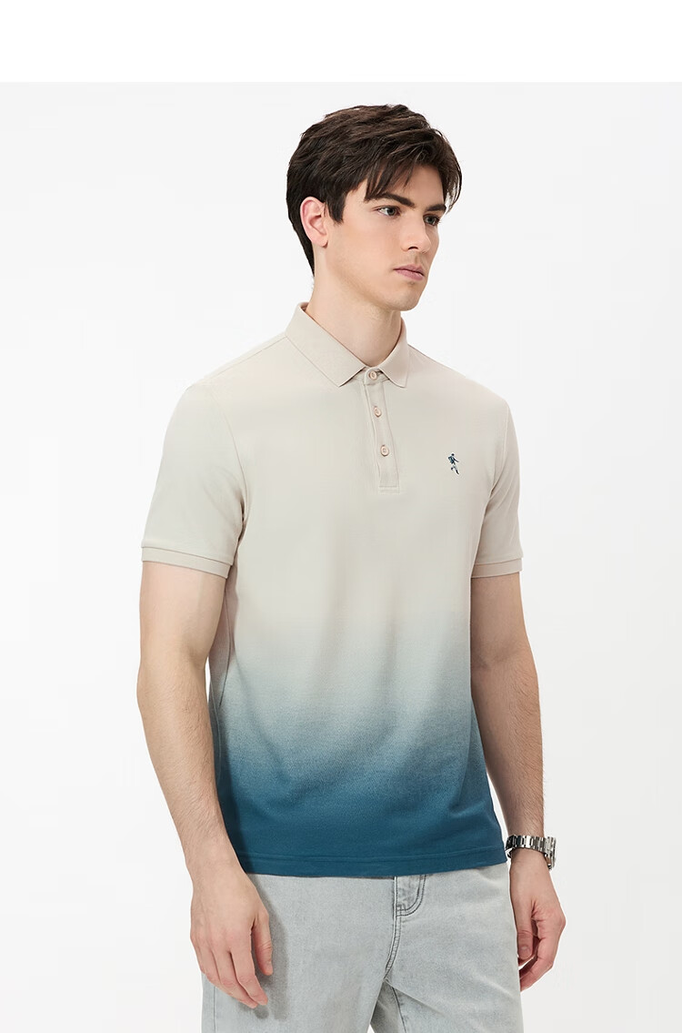 DANCING WOLVES [7A Antibacterial 2A Anti-Mite] Summer Tie-Dye Short-Sleeve Polo Shirt for Men, 113 Light Blue, 3XL(190) 11