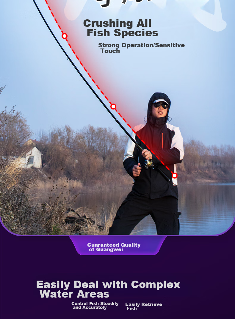 GW Fishing Rod, Jian Shou Ji 5.4 Meters, Ultra-Light And Ultra-Hard Carbon Fiber Rod, Diagonal Guide Rings, Casting Rod, Fishing Pole with Sliding Float 5