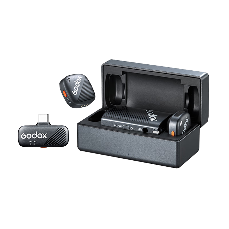 Godox Cube-C Wireless Lavalier Microphone Outdoor Interview Vlog Live Recording Noise Reduction Sound Card Mini Microphone [Camera Version One-to-Two + Type-C Receiver]