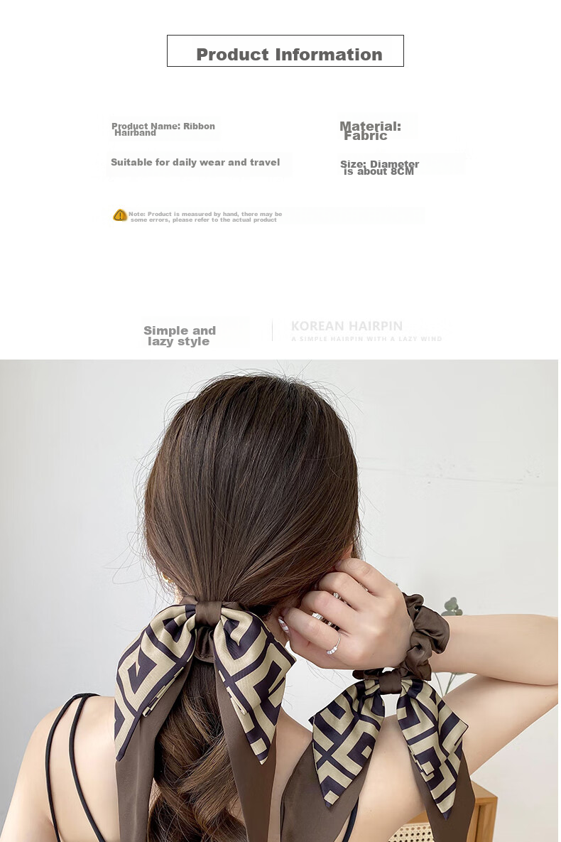 Xiangwan Hair Tie, Bow Hairband, Ribbon Hair Tie, Women's Hair Accessory, Butterfly Knot, Large Hair Tie, Elegant Ponytail Holder, Women's Hair Flower 3