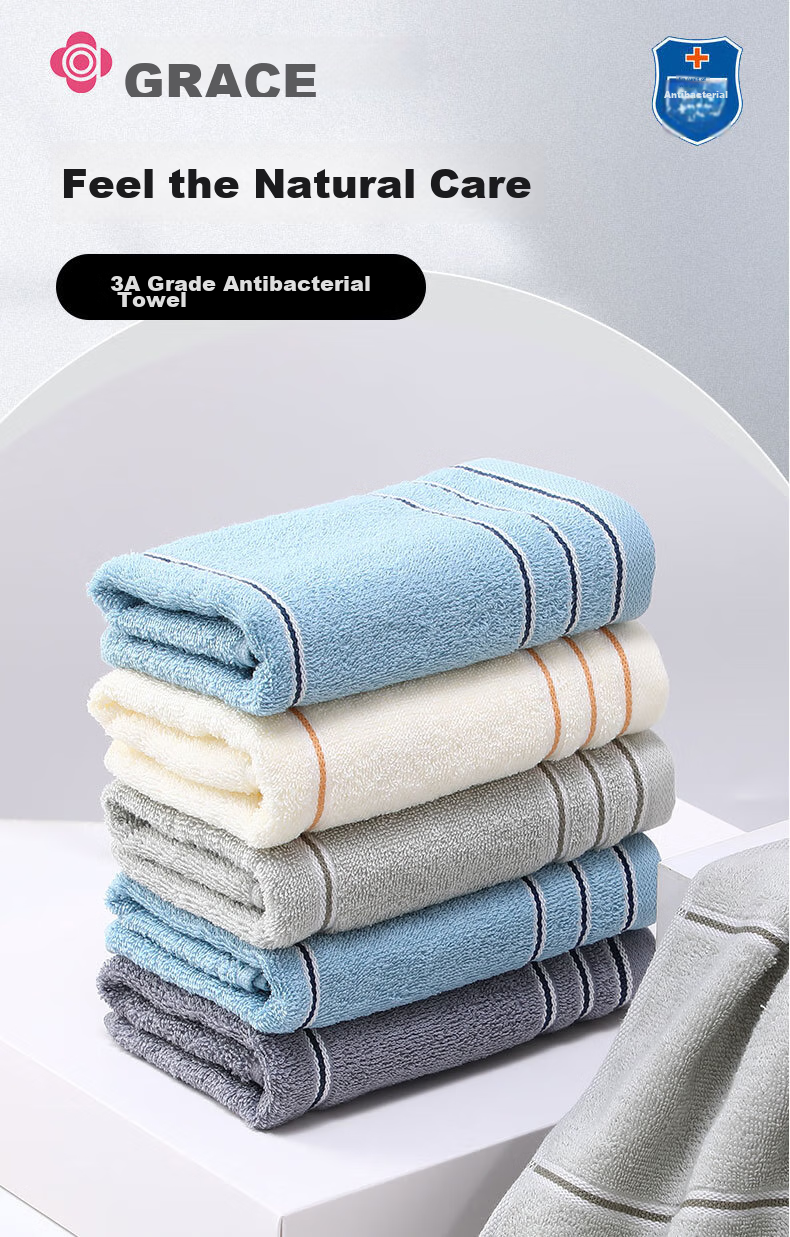 Grace 7A Antibacterial Class A Towel, Pure Cotton Adult Face Towel, Xinjiang Cotton, Sky Blue, Single Piece, 70*34cm 1