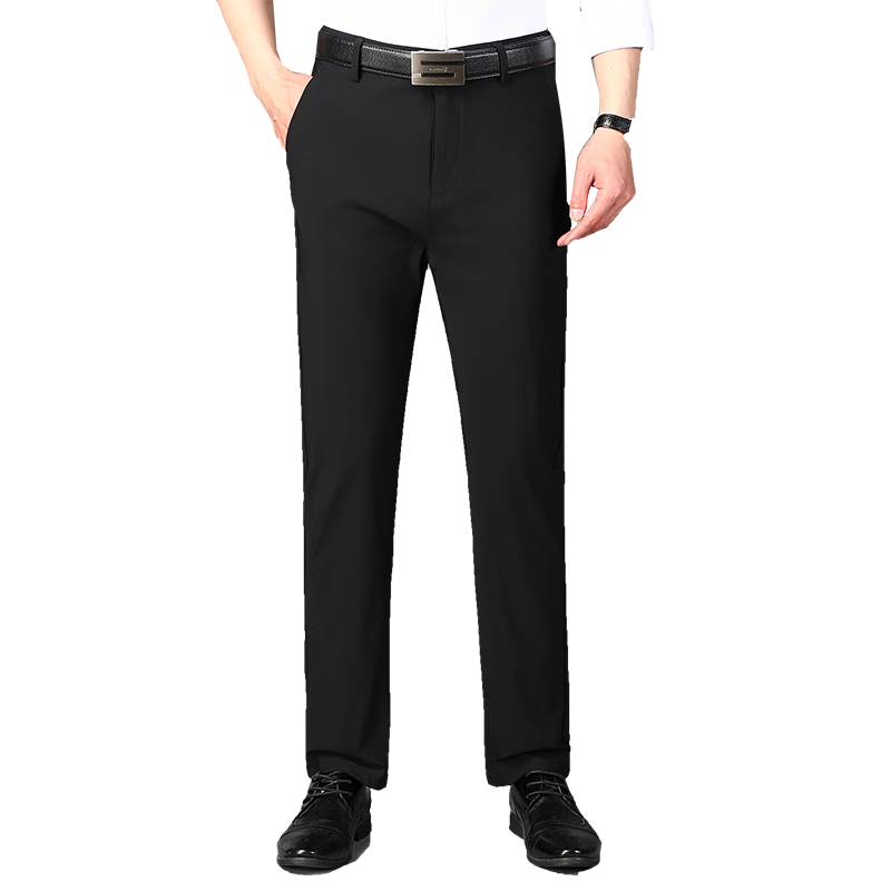 Dibinze Large Size Ice Silk High-Elastic Dress Pants for Men, Plus Size Loose Fit for Chubby People, Summer Thin Long Trousers