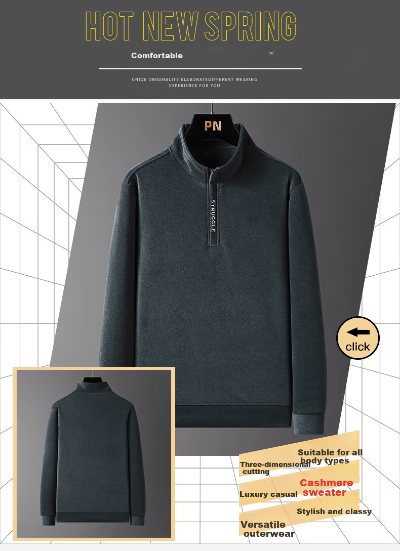 MiiOW Men's Autumn Winter Sweatshirt Long Sleeve T-Shirt Warm Stand Collar Casual Basic Top Dark Gray 4XL 4