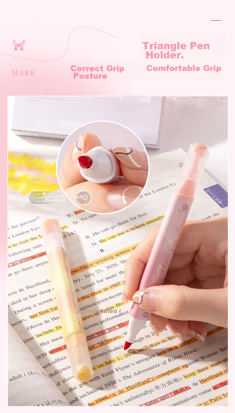 Kabaxiong Highlighters, Stackable, 6-Pack, High-Quality Student Marker Pens, Dual-Tip Non-Smear Journal Markers, Colorful Pens, American Retro Style 10
