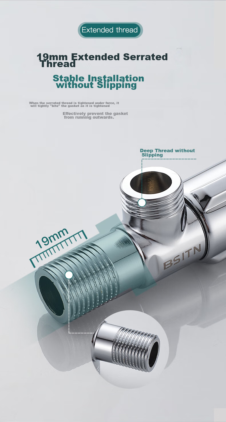 BSITN 304 Stainless Steel Angle Valve, Thickened 1/2 Inch Interface, Figure-Eight Valve, Hot And Cold Water Quick-Open Triangular Valve, Universal Stop Valve B503 6