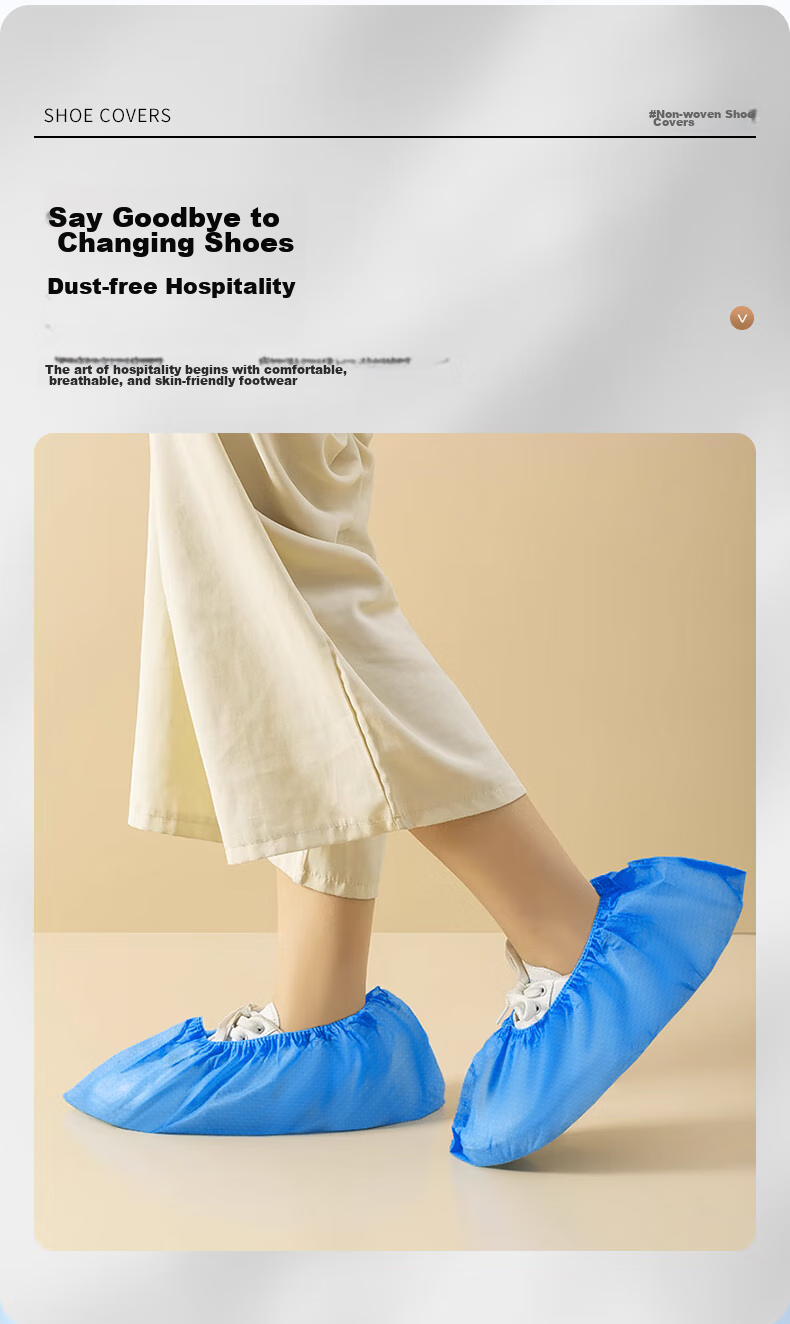Baicaoyuan Disposable Shoe Covers, Thickened Non-Woven Fabric, 100 Pieces, Sample Room Computer Room Dust-Proof Breathable Shoe Covers, Home Use One Size Fits All, Blue 7