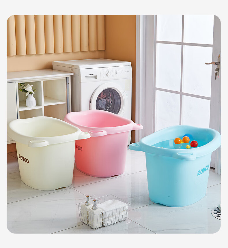 Rikang Bathtub, Baby Bathing Basin, Children's Bathtub, Bathtub with Free Stool, Blue, X1001-1 22