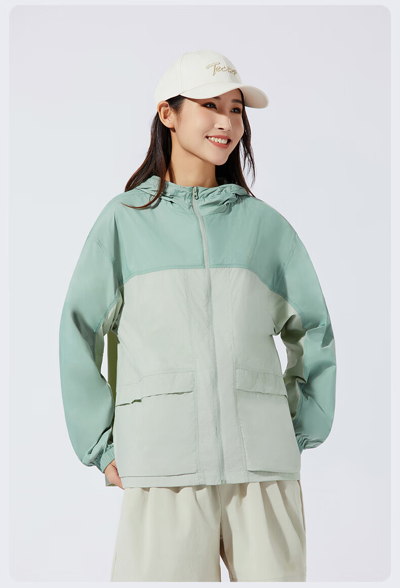 TECTOP Women's Sun Protection Jacket, UV-Resistant, Breathable Summer Outdoor Coat, 2422226FS, Lake Tea Green/Blue Mountain Blue, 2XL 16