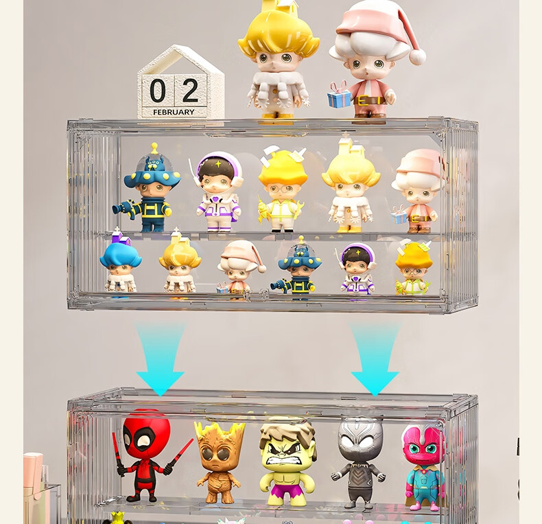 Anerya Action Figure Storage Box, Desktop Blind Box Display Stand, Magnetic Suction, Fully Transparent Model 9