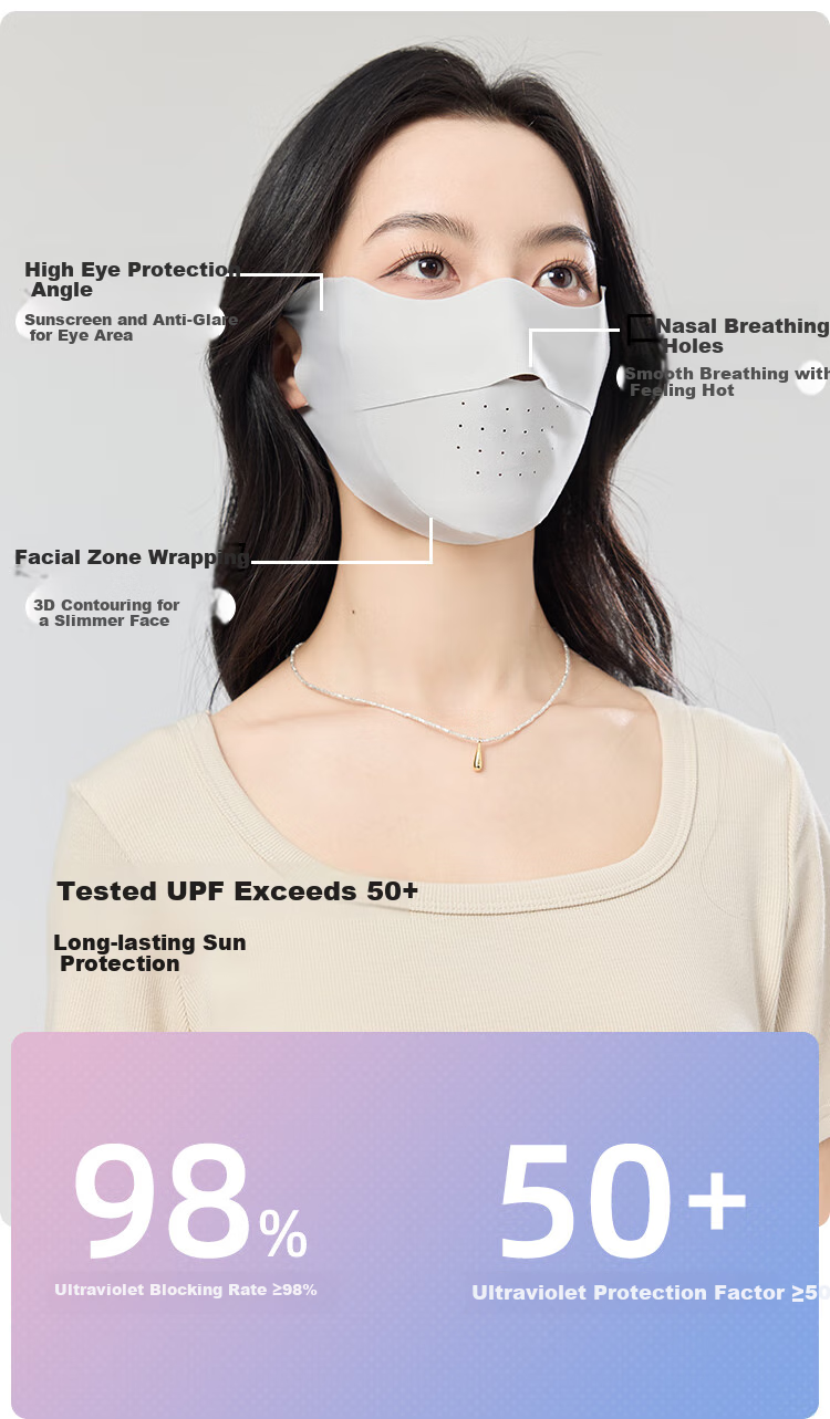 JIUMU Ice Silk Sun Protection Face Mask for Men And Women, Summer UV Protection, Sunshade, Cycling, 3D Eye Protection, Full Face UV Protection Mask 5