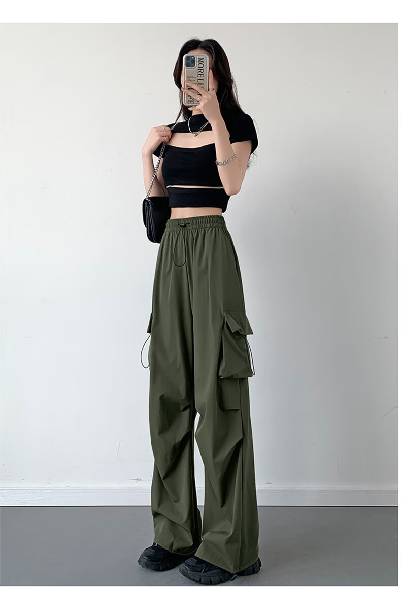 Langsha Women's Work Pants 2026 New American Style High Waist Wide Leg Quick-Dry Lightweight Outdoor Hiking Cargo Pants 20